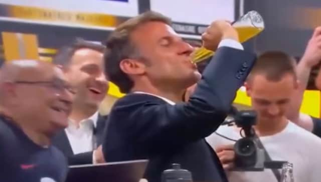 WATCH: Emmanuel Macron Chugs Beer In 17 Seconds, Sparks Binge-drinking Row