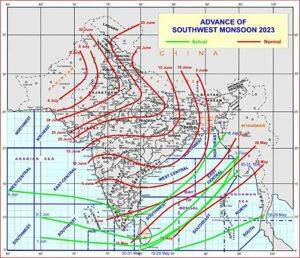 The Northern limit of monsoon passing through Kerala and Tamil Nadu on Thursday, 8 June