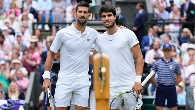 Novak Djokovic vs Carlos Alcaraz, Wimbledon 2023 Alcaraz wins 1-6, 7-6, 6-1, 3-6, 6-4