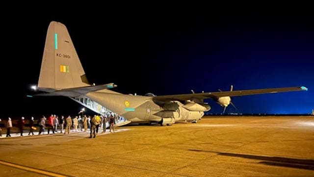  IAF C-130J during a night evacuation. Image courtesy IAF