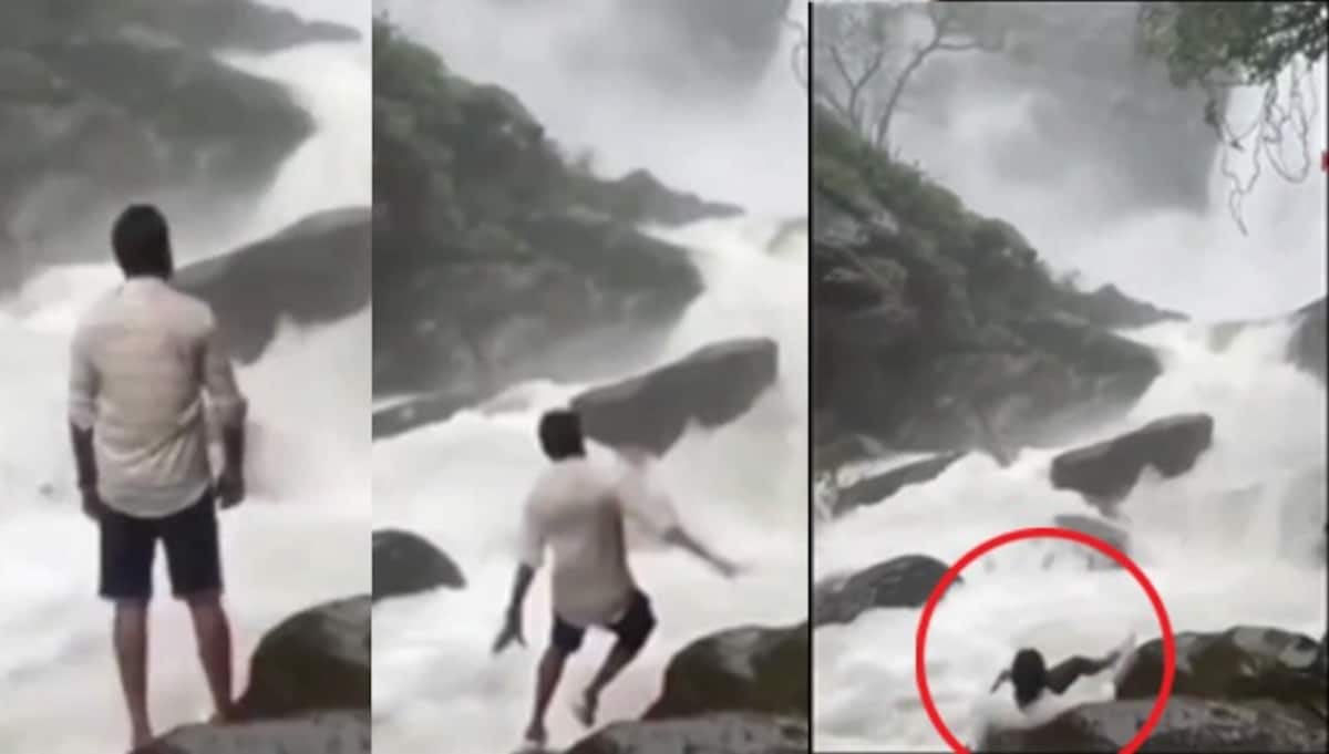 In Video: 23-year-old Karnataka man making Instagram reels washes away  within seconds at Arasinagundi falls