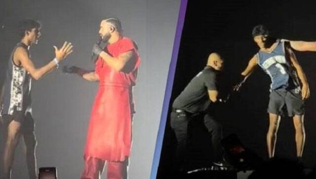 Singer and rapper Drake pushes a fan who jumped on the stage, is the ...