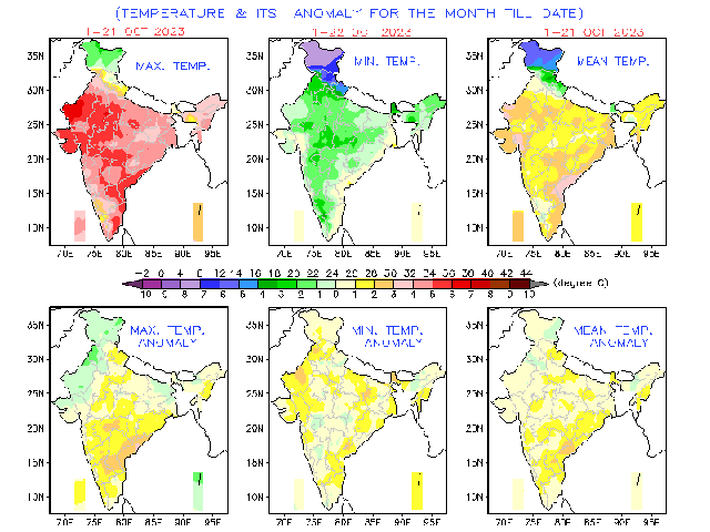 Temperature anomaly during the month of October so far