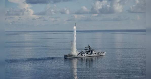 Indian naval destroyer tests BrahMos missile from warship in Bay of Bengal