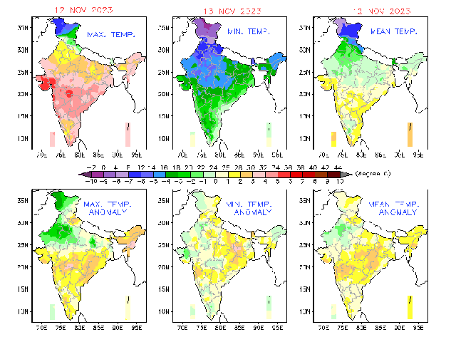 Below normal minimum and maximum temperature across north west India after the passage of the western disturbance