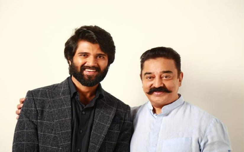 Vijay Deverakonda with Kamal Haasan. Image via Twitter/@myfirstshow