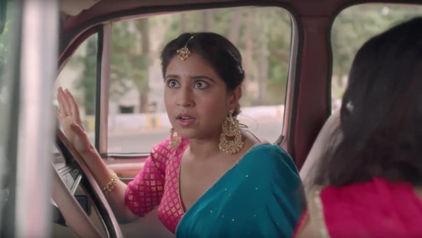 Ananya's moment of truth when she realises she's helping Ira elope from her own wedding in The Trip 2. YouTube screengrab