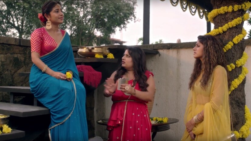 Ananya, Nazia and Sanjana having a light moment in the first episode of The Trip 2. YouTube screengrab