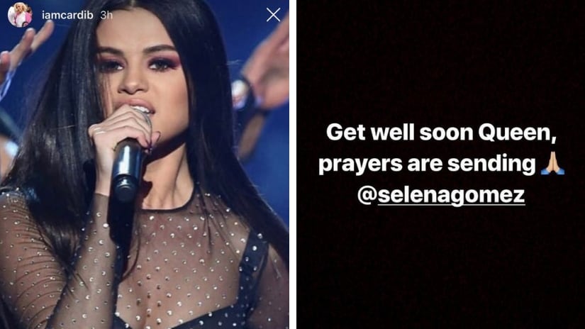 Cardi B's Instagram story. DJ Snake's wishes for Selena. Instagram