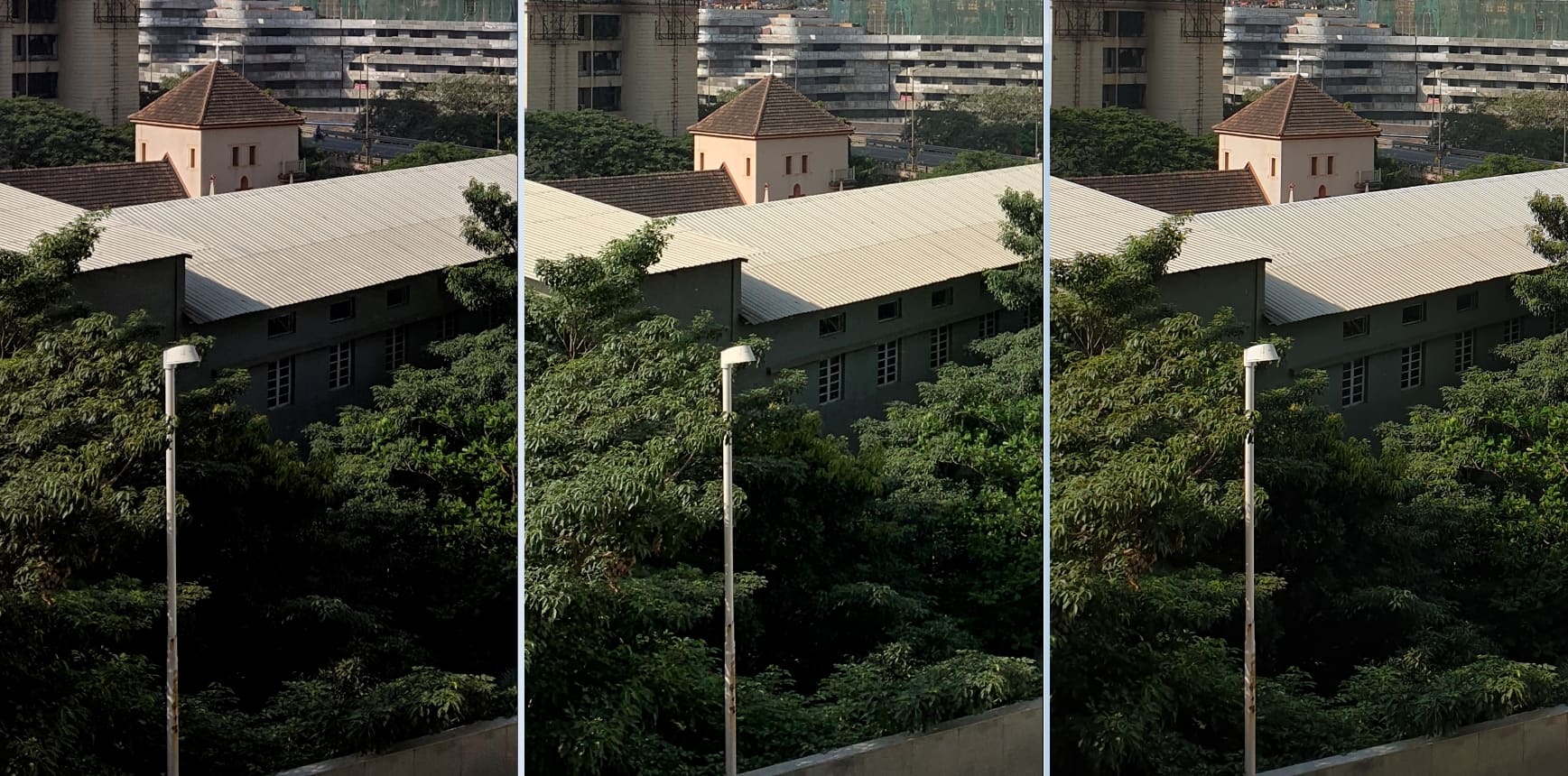 Pixel 3 XL, XS Max, NOte 9 L:R. There are black blobs in the darker areas and this is a problem visible in low light images as well. Image: tech2/Sheldon Pinto.