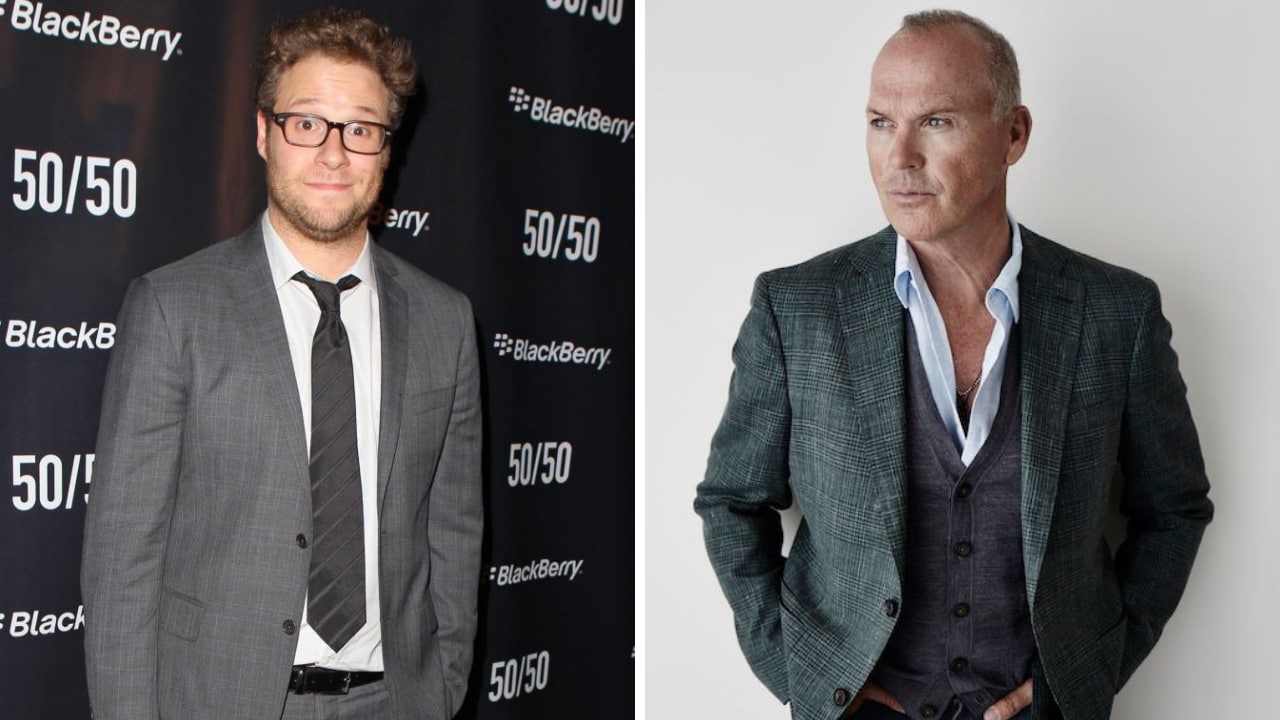 Seth Rogen (left), Michael Keaton. Image via Facebook