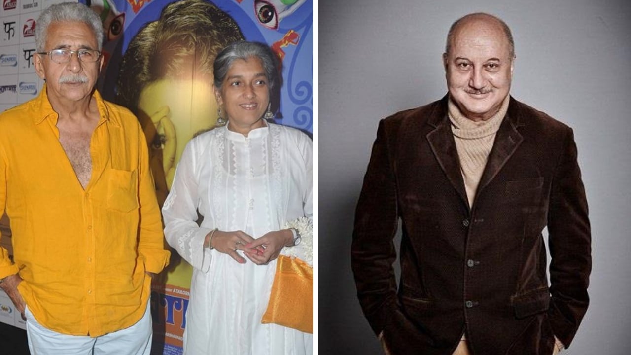 Nasseruddin Shah and Ratna Pathak Shah (left), Anupam Kher. Facebook/@anupamkherofficial, NaseeruddinOfficial