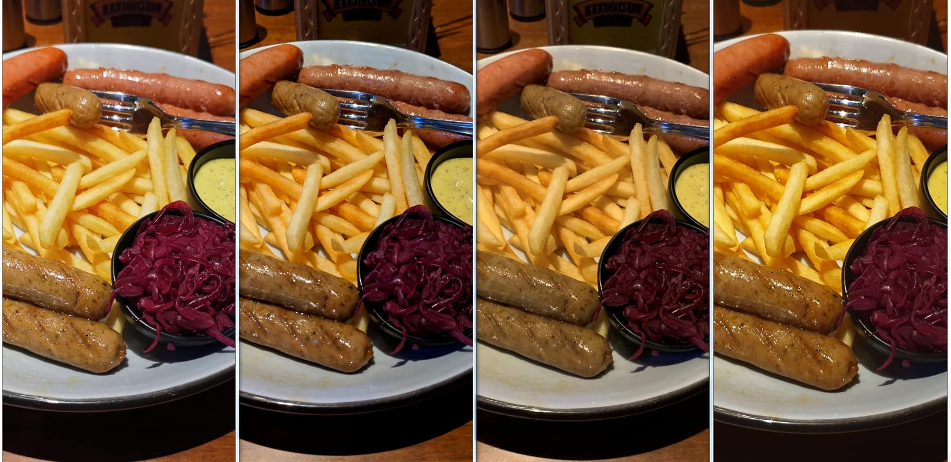 Food Low Light. L to R: Mate 20 Pro, Pixel 3XL, iPhone XS, Note 9