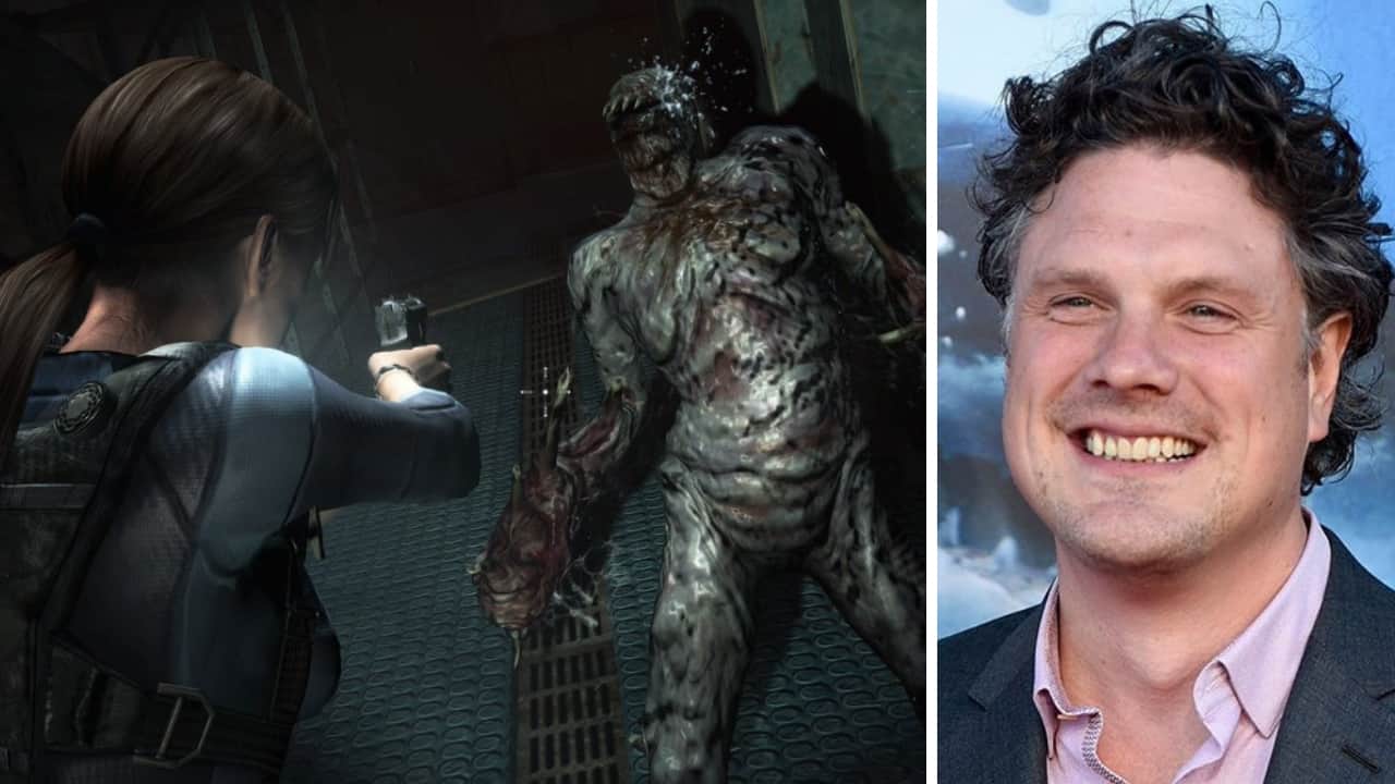 A still from Resident Evil video game (left), Johannes Roberts. Twitter/ @HorrorGameCinena, GeekVibesNation