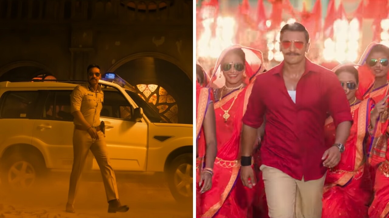 Ajay Devgn (left) and Ranveer Singh in Simmba trailer. YouTube screengrab