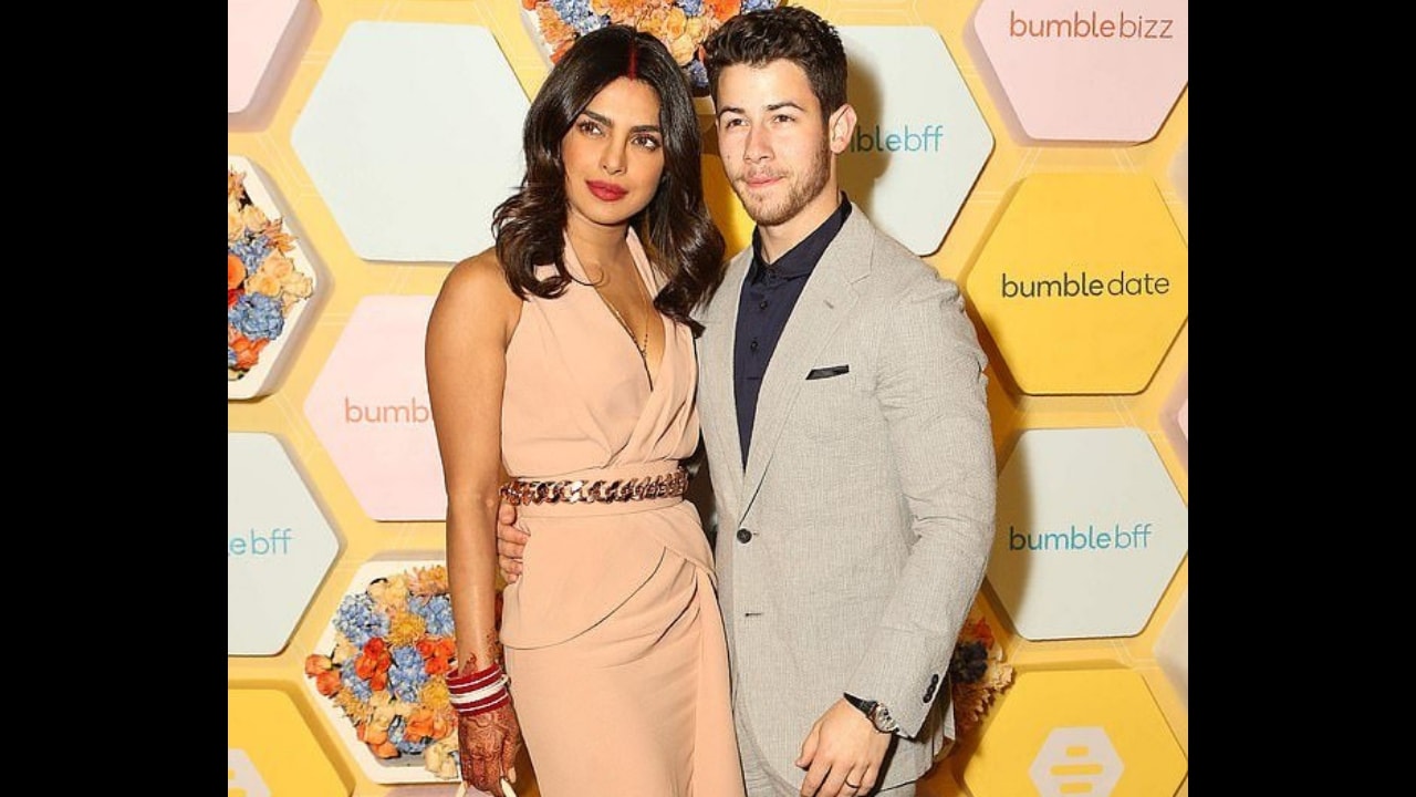 Newlyweds Priyanka Chopra and Nick Jonas at Bumble's launch party. Twitter
