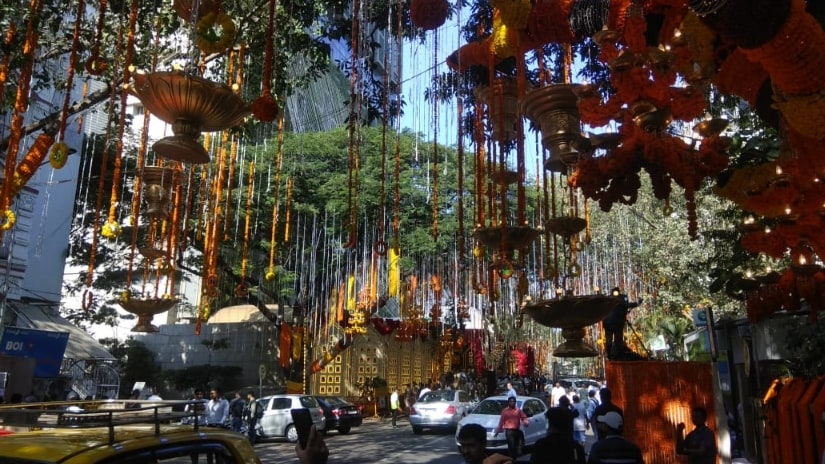 The entire road has been decorated with flowers and ornaments. Sachin Gokhale