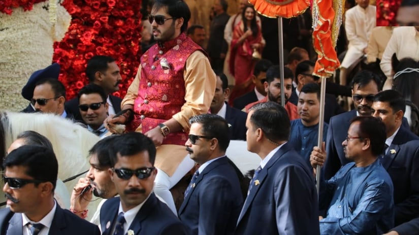 Anant Ambani on horseback for the wedding. Firstpost/Sachin Gokhale