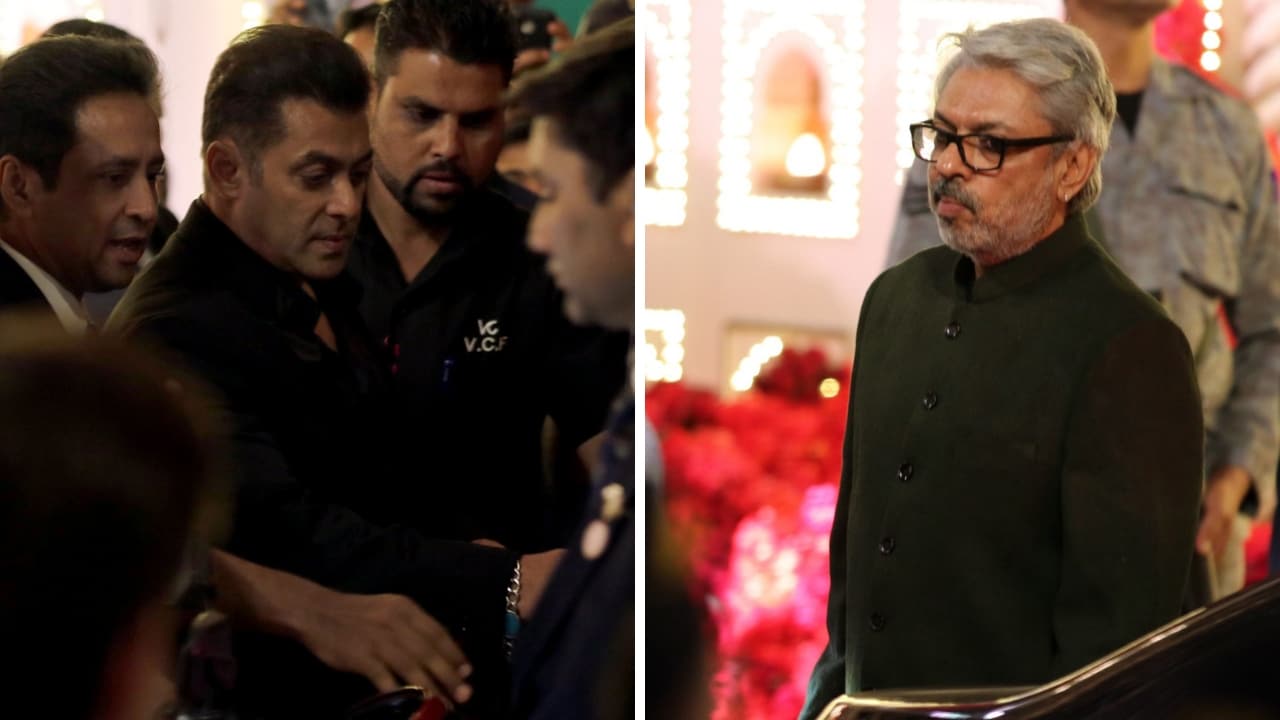 Salman Khan (left) and Sanjay Leela Bhansali at Isha-Anand wedding. Firstpost/ Sachin Gokhale