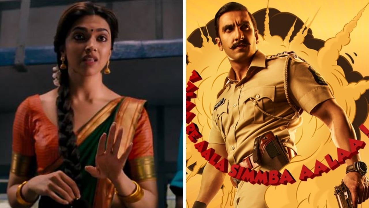 Deepika Padukone in Rohit Shetty's Chennai Express (left), Simmba poster. Facebook