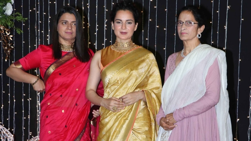 Kangana Ranaut with her family at NickYanka's wedding reception. Firstpost/@Sachin Gokhale