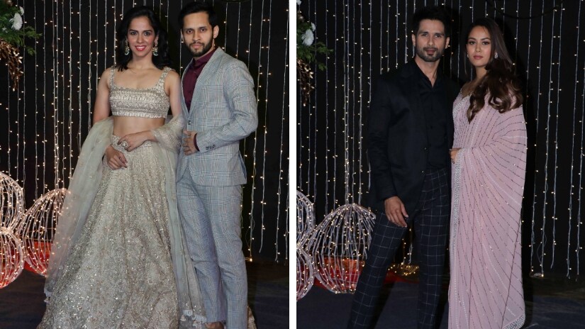 Newlyweds Saina Nehwal Parupalli Kashyap (left), Shahid Kapoor with Mira Rajput. Firstpost/@ Sachin Gokhale