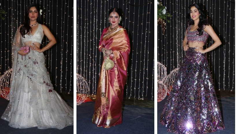 Parineeti Chopra, Rekha, Jahnvi Kapoor at Priyanka-Nick's wedding reception. Firstpost/@Sachin Gokhale
