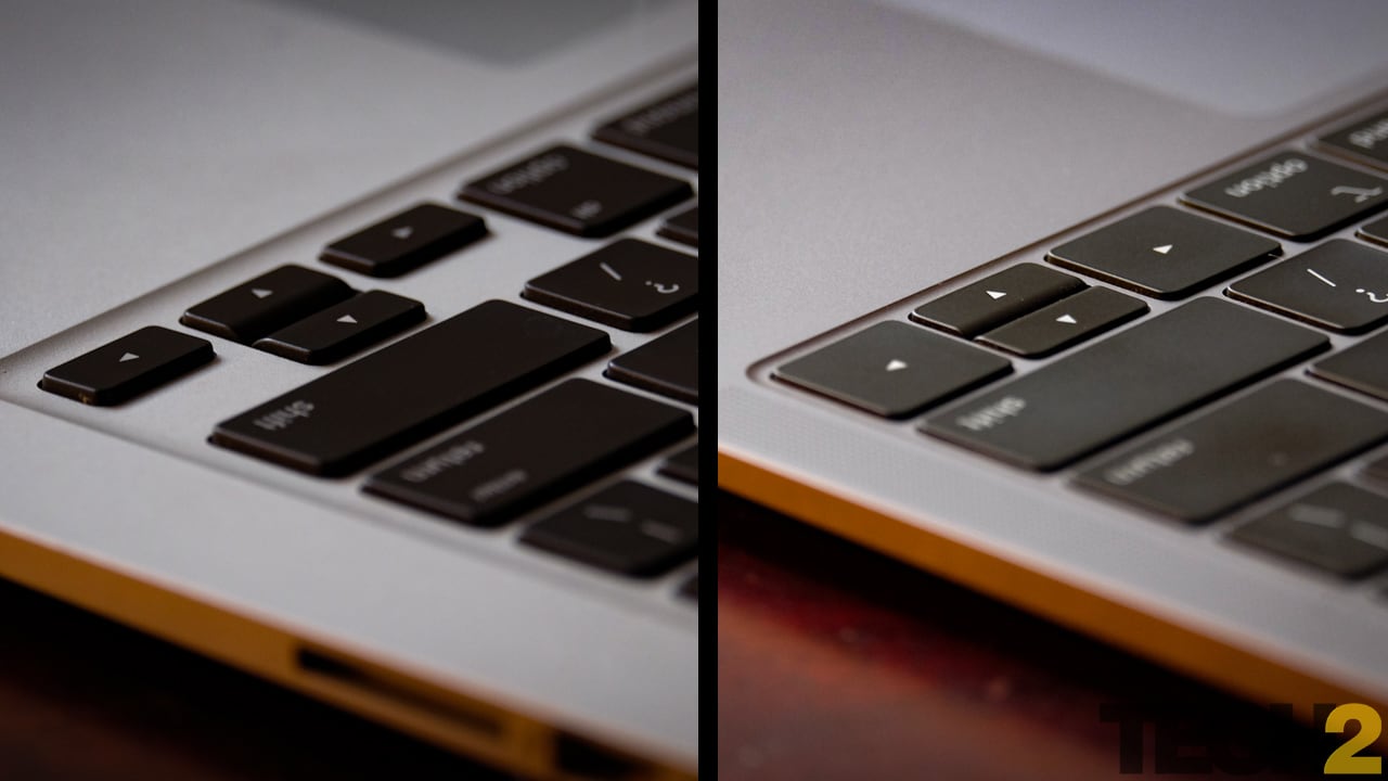 Le nouveau clavier (R) a une course beaucoup plus basse que le précédent (L). Image: Anirudh Regidi / tech2