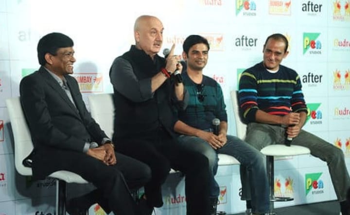 Anupam Kher, Akshaye Khanna, director Vijay Gutte attend The Accidental Prime Minister screening