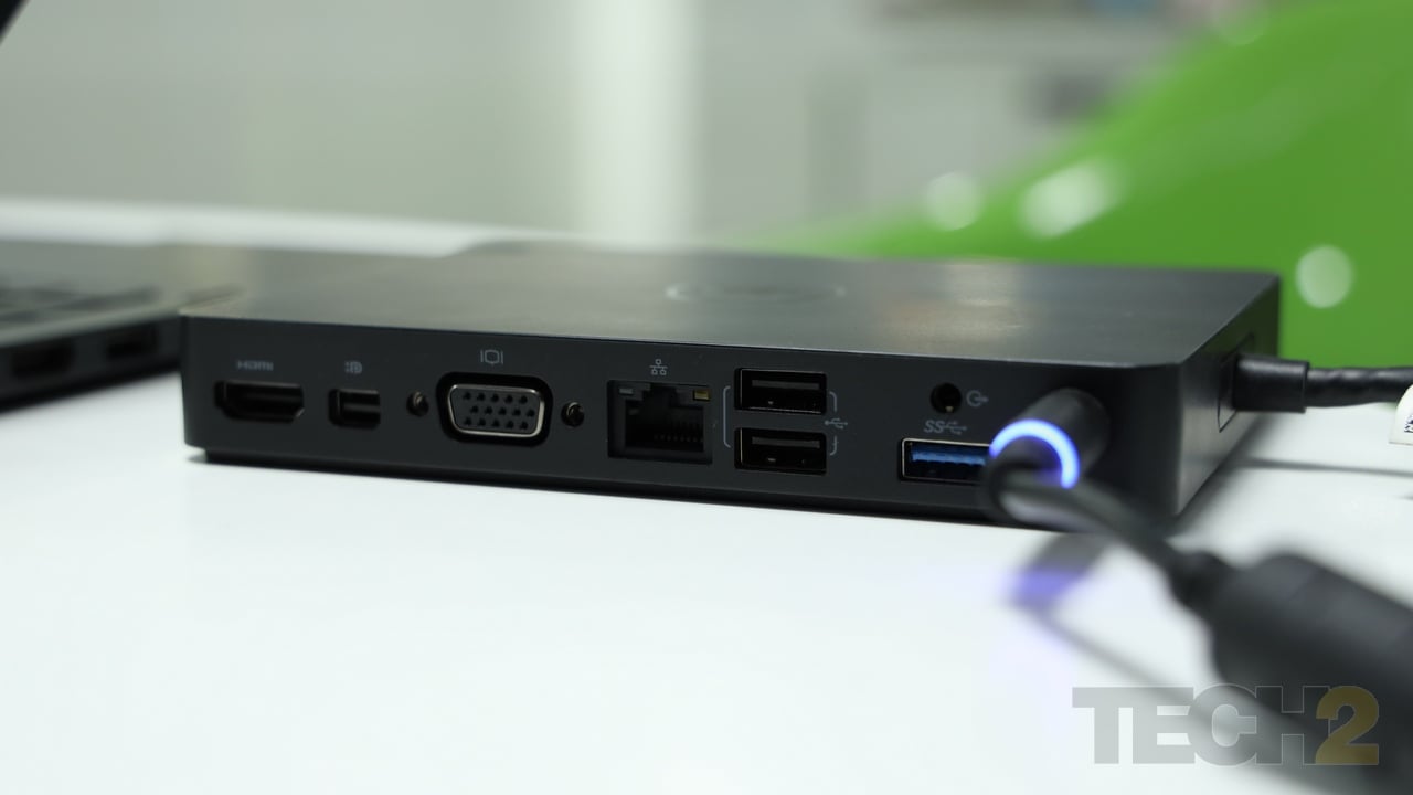 The optional Dell Business WD 15 adds a number of ports including a VGA port, an HDMI port and a Mini Display port. Image: tech2/ Shomik