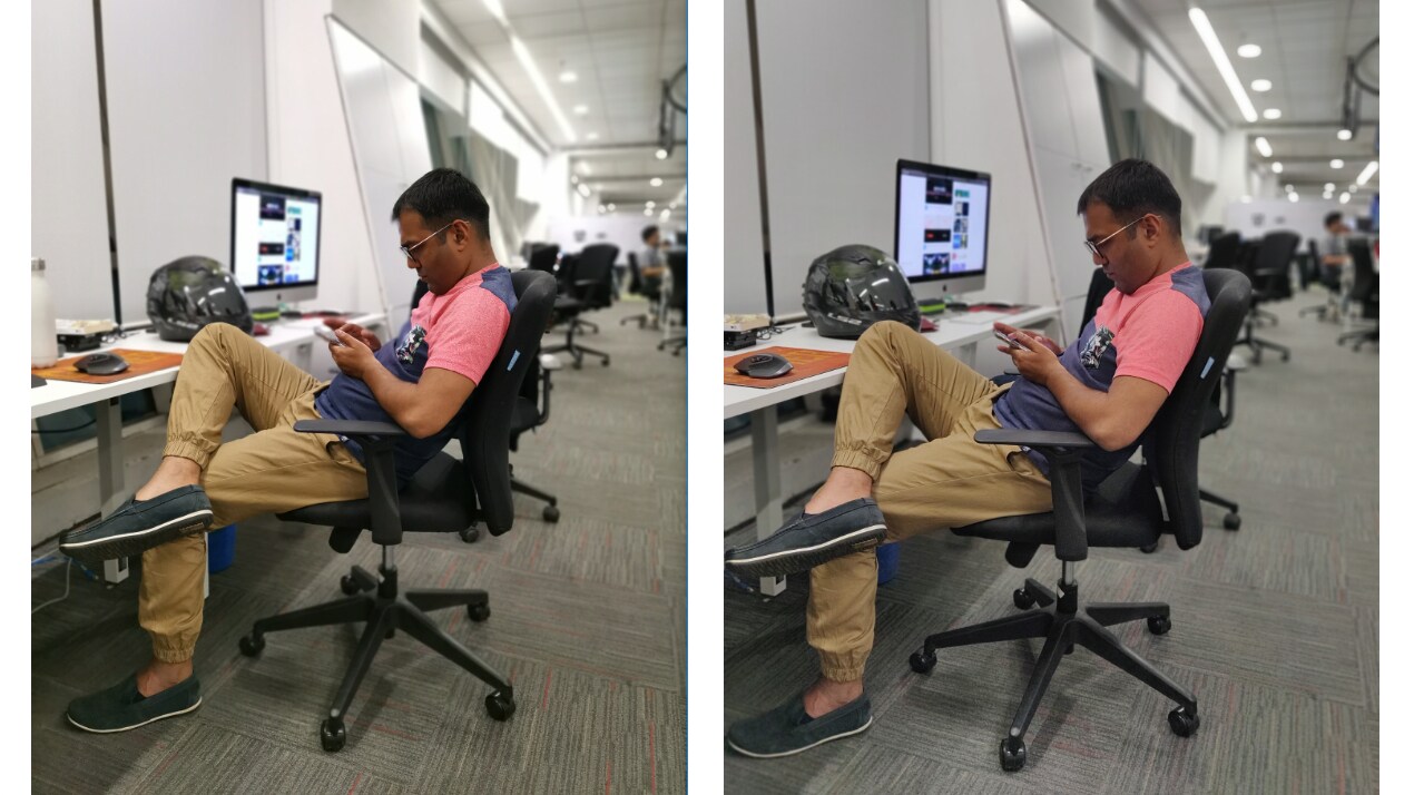 Honor View 20 (L), OnePlus (R): The View 20's 3D TOF system missed out on the chair's legs. Image: tech2/Sheldon Pinto