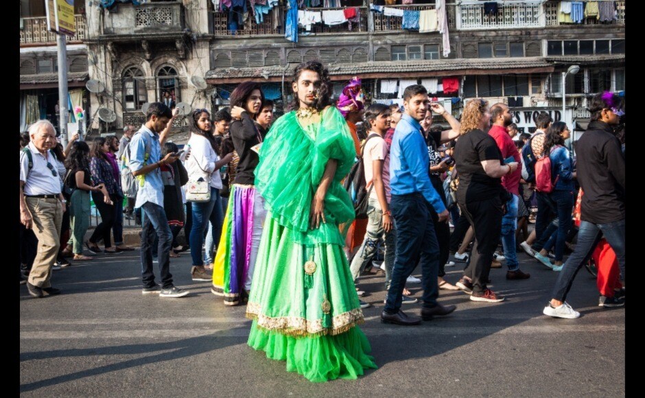 Speeches by the organisers of the Mumbai Pride Walk — representatives of the Queer Azaad March (QAM) and The Humasafar Trust — were prologued by the sounds of the Nashik dhol at Nana Chowk. Photo by Sahil Jagasia for Firstpost Speeches by the organisers of the Mumbai Pride Walk — representatives of the Queer Azaad March (QAM) and The Humasafar Trust — were prologued by the sounds of the Nashik dhol at Nana Chowk. Photo by Sahil Jagasia for Firstpost