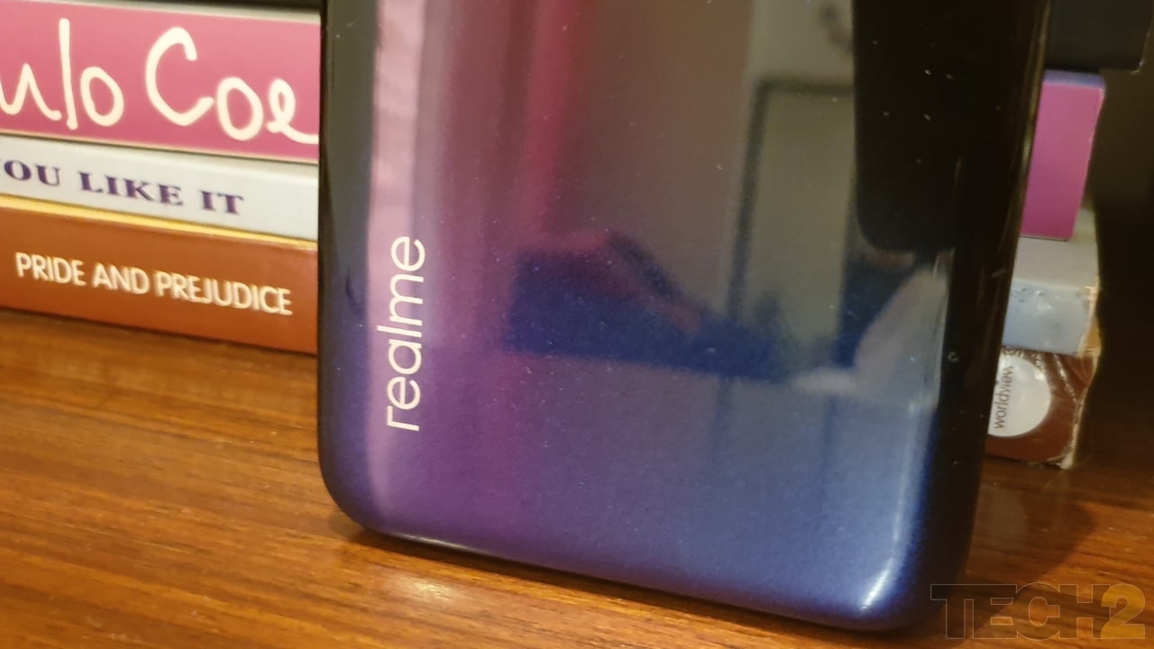 Realme 3's widely teased Dynamic Black variants has a black back, with a blue and purple gradient at the bottom. Image: tech2/Nandini Yadav