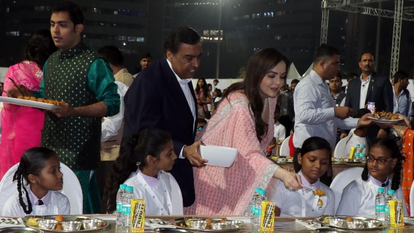 The Ambanis served dinner to over 2000 underprivileged children from various NGOs at Jio World Centre. Firstpost/@Sachin Gokhale