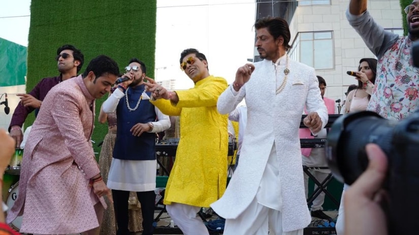 Shah Rukh Khan, Karan Johar and Ranbir Kapoor at the wedding