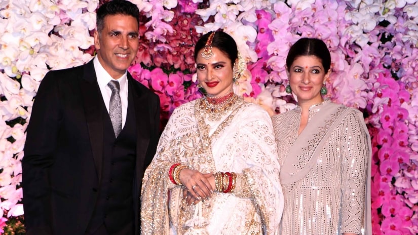 Akshay Kumar and Twinkle Khanna with Rekha (centre). Firstpost/@Sachin Gokhale Akshay Kumar and Twinkle Khanna with Rekha (centre). Firstpost/@Sachin Gokhale