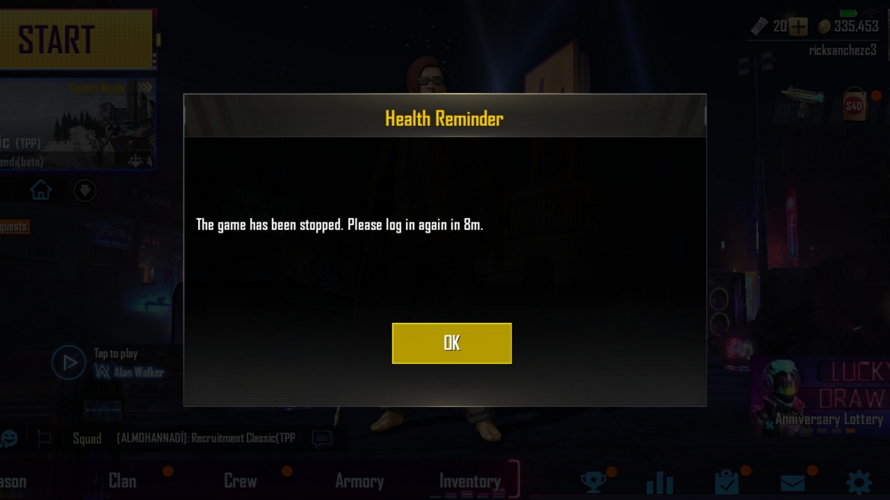 PUBG Mobile now locks out players after the game has been played a certain amount of time PUBG Mobile now locks out players after the game has been played a certain amount of time