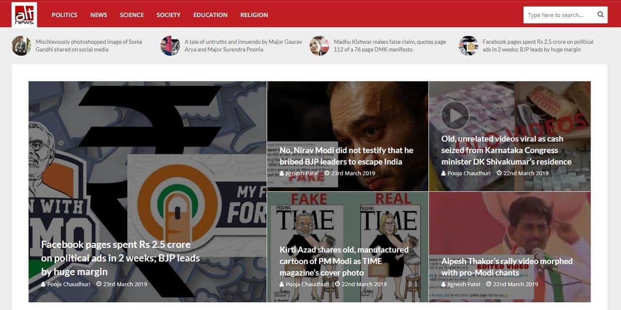 Alt News has emerged as one of the most popular fact-checking websites in India