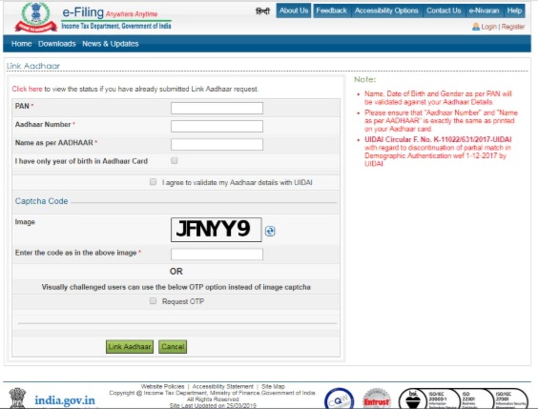Pan Card Aadhaar Card Link Last Day Today Here Is How You Can Connect Pan Card With Aadhaar Through Sms Online Business News Firstpost