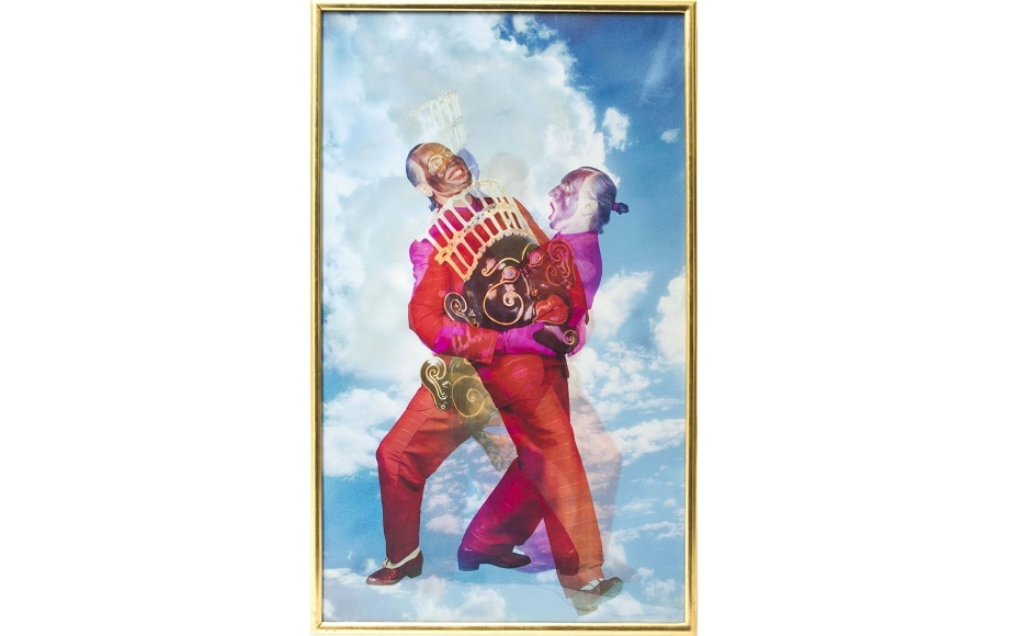 Luigi Ontani's '<em>Ossimoro Sorvolante</em>', 2006 (Lenticular, superimposed photographic prints). Donated to the Collezione Farnesina by Luigi Ontani. All image credits to Dr Bhau Daji Lad. All works from the Collezione Farnesina, Rome. Luigi Ontani's '<em>Ossimoro Sorvolante</em>', 2006 (Lenticular, superimposed photographic prints). Donated to the Collezione Farnesina by Luigi Ontani. All image credits to Dr Bhau Daji Lad. All works from the Collezione Farnesina, Rome.