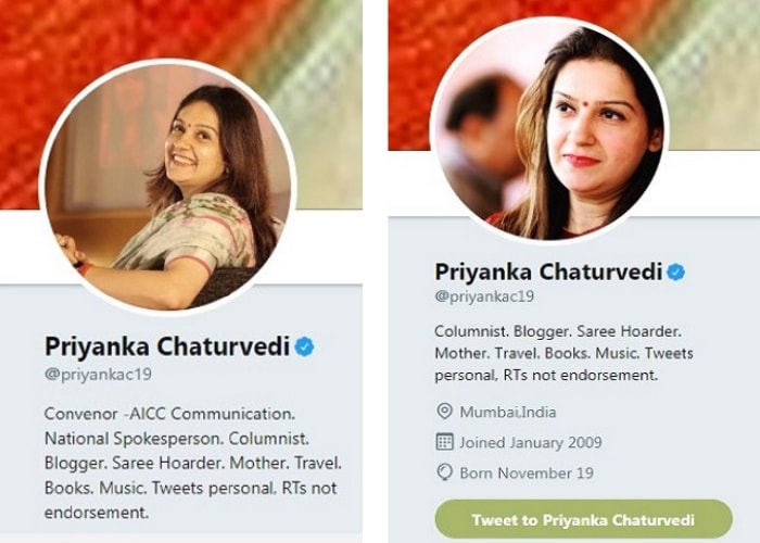 Priyanka Chaturvedi changed her Twitter description before reports of quitting the Congress on Friday.