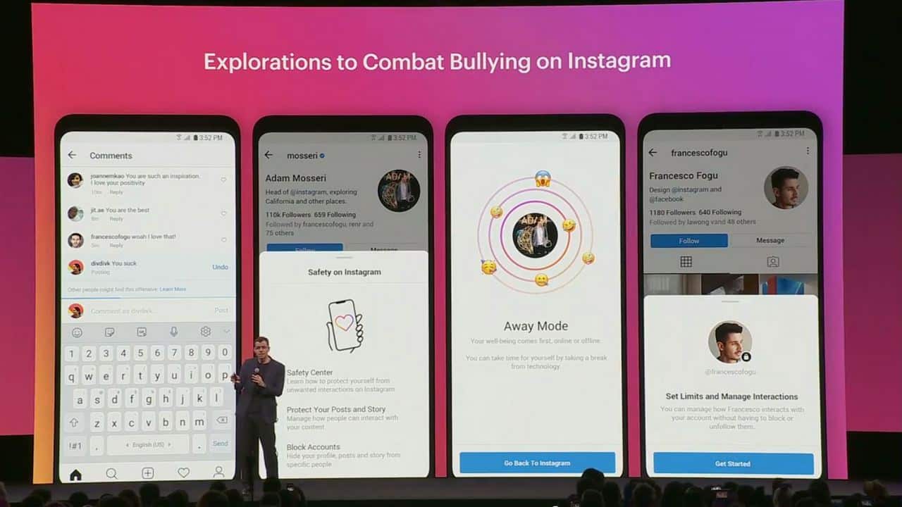 Instagram safety features under test. Image: Facebook