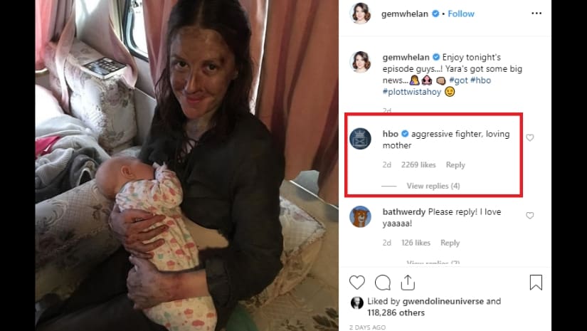 Game of Thrones: Yara Greyjoy aka Gemma Whelans image of breastfeeding her daughter lauded by fans