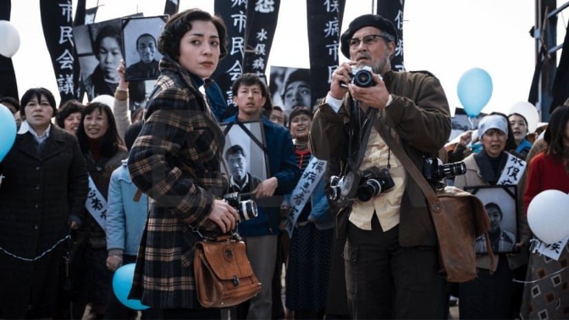 Johnny Depp (right) in Minamata. Image from Twitter