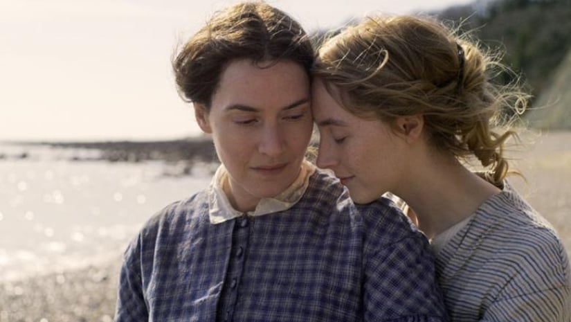 Kate winslet (left) and Saoirse Ronan in romantic drama Ammonite. Image from Twitter
