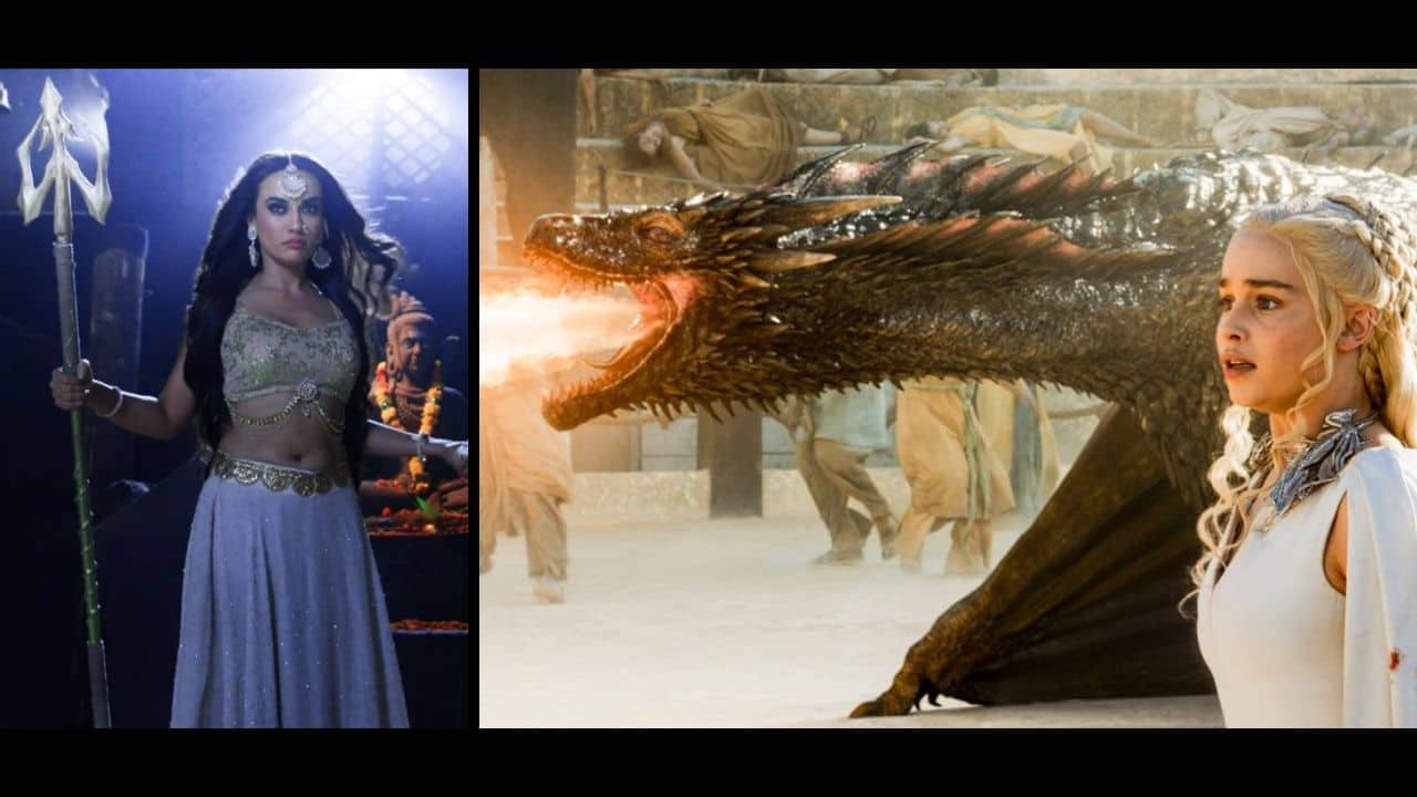 A still from Naagin (left), Daenerys with Drogon in Game of Thrones. Images from Twitter