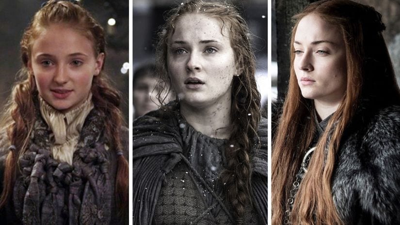   Sophie Turner in a Sansa over the past eight seasons in Game of Thrones 