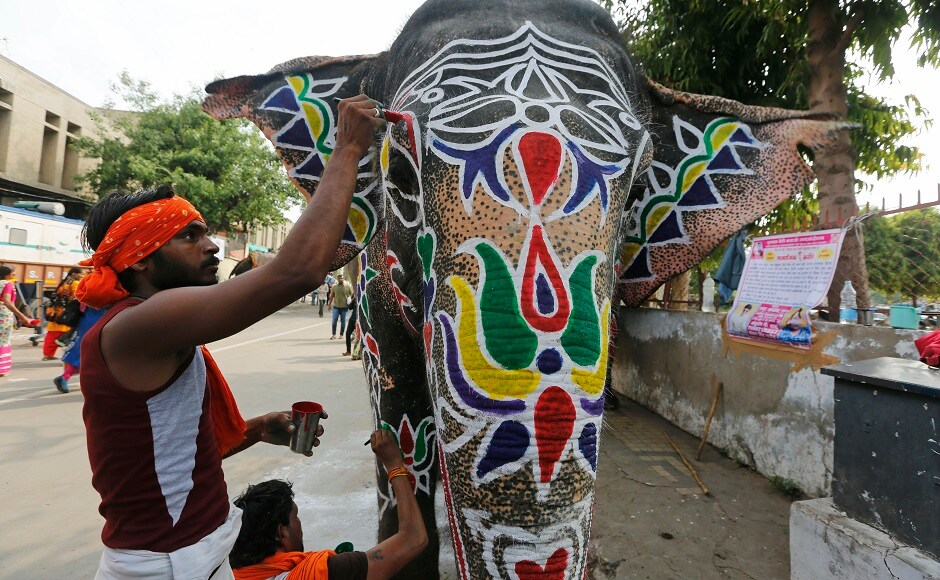 Besides the three chariots, the rath yatra procession comprised 19 decorated elephants, 100 trucks with tableaux and members of 30 singing troupes. The rath yatra is taken out every year on Ashadhi Beej, the second day (today) of Ashadh month, as per the Hindu calendar. AP Besides the three chariots, the rath yatra procession comprised 19 decorated elephants, 100 trucks with tableaux and members of 30 singing troupes. The rath yatra is taken out every year on Ashadhi Beej, the second day (today) of Ashadh month, as per the Hindu calendar. AP