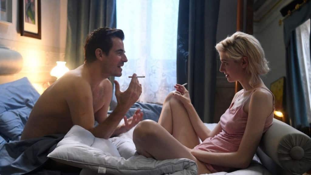 A still from The Burnt Orange Heresy. Image from Twitter