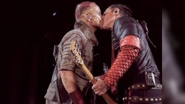 Rammstein bandmates kiss during Moscow concert to protest against Russia's anti-LGBTQI laws